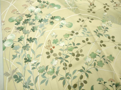平和屋本店●極上　創業460年・千總　訪問着　刺繍　草花文　鳥の子色地　暈し染め　金彩　高島屋扱い　逸品　DZAB5851kh6