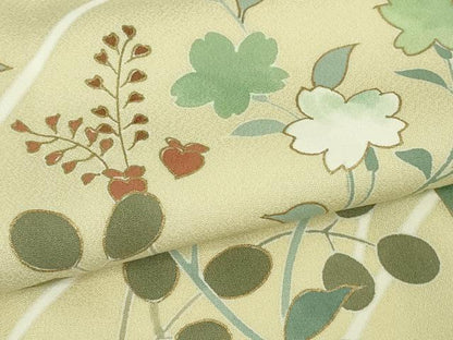平和屋本店●極上　創業460年・千總　訪問着　刺繍　草花文　鳥の子色地　暈し染め　金彩　高島屋扱い　逸品　DZAB5851kh6