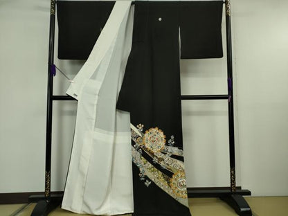 平和屋本店●極上　創業460年・千總　黒留袖　刺繍　鬘帯鳳凰花文　金彩　高島屋扱い　逸品　DZAB5852kh6