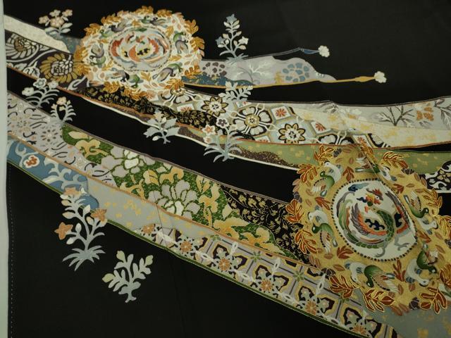 平和屋本店●極上　創業460年・千總　黒留袖　刺繍　鬘帯鳳凰花文　金彩　高島屋扱い　逸品　DZAB5852kh6