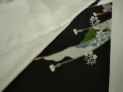 平和屋本店●極上　創業460年・千總　黒留袖　刺繍　鬘帯鳳凰花文　金彩　高島屋扱い　逸品　DZAB5852kh6