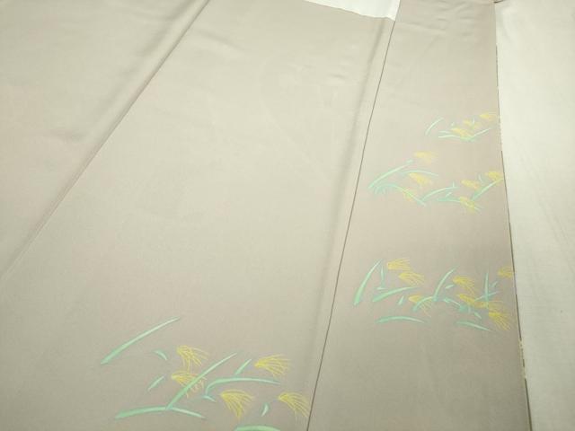 平和屋本店●極上　本加賀友禅作家　由水煌人　訪問着　草花文　薄柿色地　逸品　DZAB5853kh6