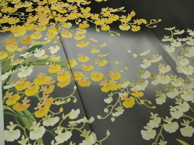 平和屋本店●極上　名門染元　秀美　十日町友禅　訪問着　鈴蘭　すずらん　黒地　暈し染め　逸品　DZAB5855kh6