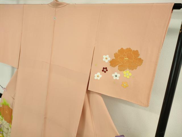 平和屋本店●極上　銀座　志ま亀　訪問着　橘　牡丹　菊　赤香色地　金彩　たとう紙付き　逸品　DZAB5858kh6