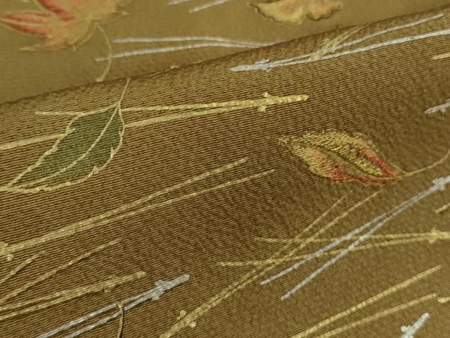 平和屋本店●極上　人間国宝　福田喜三郎　訪問着　刺繍　吹寄せ松葉文　朽葉色地　暈し染め　金彩　大丸扱い　逸品　未使用　DZAB5860kh6