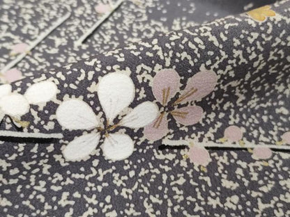 平和屋本店●極上　人間国宝　森口華弘　蒔糊友禅　蒔糊散らし　訪問着　枝花文　褐色地　金彩　逸品　DZAB5861kh6