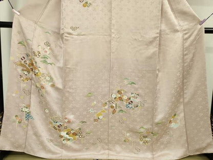 平和屋本店●極上　創業460年・千總　訪問着　駒刺繍　宝尽くし吉祥花文　薄桜色地　金彩　高島屋扱い　逸品　DZAB5862kh6