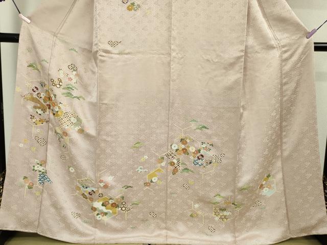 平和屋本店●極上　創業460年・千總　訪問着　駒刺繍　宝尽くし吉祥花文　薄桜色地　金彩　高島屋扱い　逸品　DZAB5862kh6