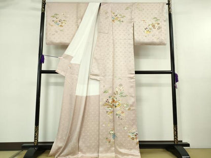 平和屋本店●極上　創業460年・千總　訪問着　駒刺繍　宝尽くし吉祥花文　薄桜色地　金彩　高島屋扱い　逸品　DZAB5862kh6