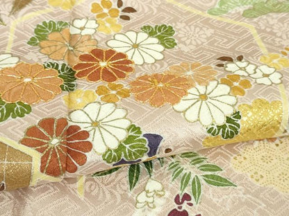 平和屋本店●極上　創業460年・千總　訪問着　駒刺繍　宝尽くし吉祥花文　薄桜色地　金彩　高島屋扱い　逸品　DZAB5862kh6