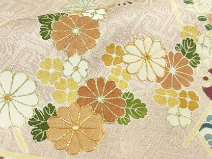 平和屋本店●極上　創業460年・千總　訪問着　駒刺繍　宝尽くし吉祥花文　薄桜色地　金彩　高島屋扱い　逸品　DZAB5862kh6