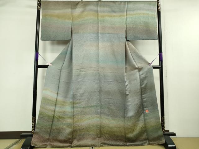 平和屋本店●最高級　初代　久保田一竹　幻の辻が花　訪問着　草花地紋　暈し染め　金通し地　松屋百貨店扱い　逸品　DZAB5864kh6