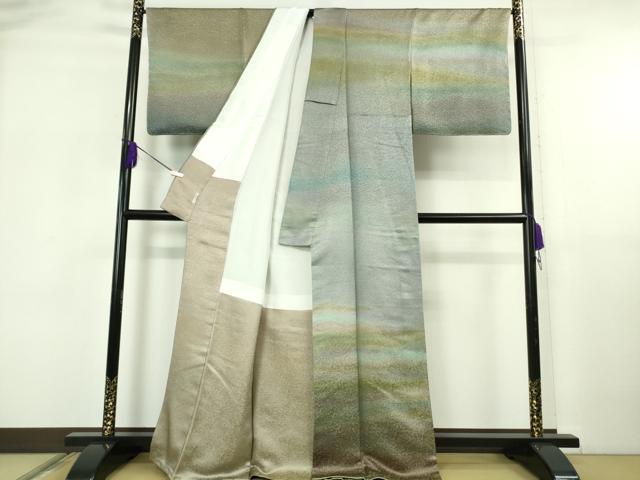 平和屋本店●最高級　初代　久保田一竹　幻の辻が花　訪問着　草花地紋　暈し染め　金通し地　松屋百貨店扱い　逸品　DZAB5864kh6