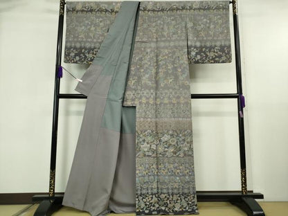 平和屋本店●極上　中国三大刺繍　スワトウ刺繍　汕頭刺繍　訪問着　更紗花鳥文　暈し染め　金糸　逸品　DZAB5866kh6