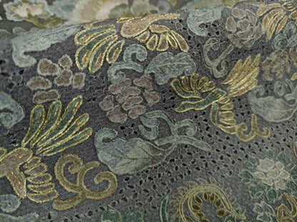 平和屋本店●極上　中国三大刺繍　スワトウ刺繍　汕頭刺繍　訪問着　更紗花鳥文　暈し染め　金糸　逸品　DZAB5866kh6