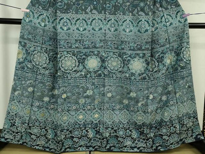 平和屋本店●極上 中国三大刺繍 スワトウ刺繍 汕頭刺繍 総刺繍 訪問着 更紗花横段文 暈し染め 金糸　大丸扱い　逸品　未使用　DZAB5867kh6