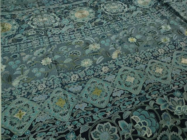 平和屋本店●極上 中国三大刺繍 スワトウ刺繍 汕頭刺繍 総刺繍 訪問着 更紗花横段文 暈し染め 金糸　大丸扱い　逸品　未使用　DZAB5867kh6