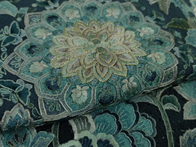 平和屋本店●極上 中国三大刺繍 スワトウ刺繍 汕頭刺繍 総刺繍 訪問着 更紗花横段文 暈し染め 金糸　大丸扱い　逸品　未使用　DZAB5867kh6