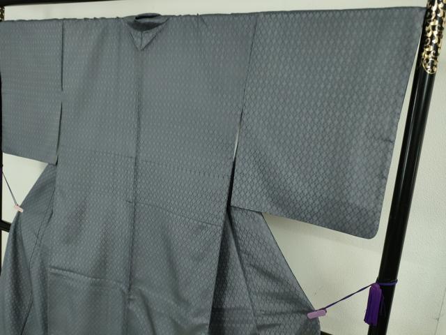 平和屋本店●極上　さつま花織　薩摩花絣　紬　色無地　藍墨茶色　証紙付き　逸品　DZAB5871kh6