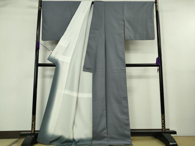 平和屋本店●極上　さつま花織　薩摩花絣　紬　色無地　藍墨茶色　証紙付き　逸品　DZAB5871kh6