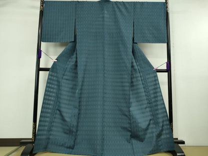 平和屋本店＊希少　沖縄県最高級織物　夏物　首里花倉織　首里織　花織・絽織・紗織　濃い紺鼠色　逸品　DZAB5872kh6