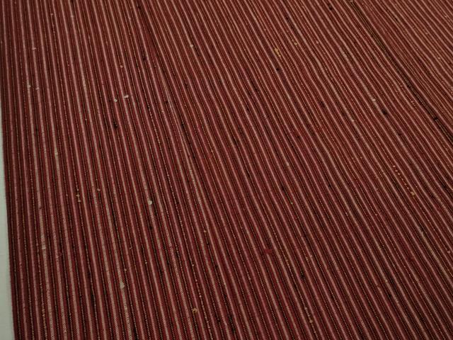 平和屋本店▽極上　浦野理一　経節紬　単衣　縞　逸品　DZAB5873kh6