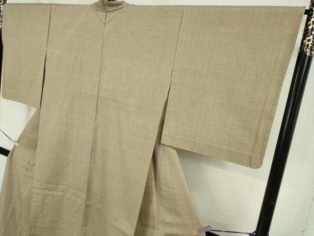 平和屋本店▽極上　本場結城紬　重要無形文化財　単衣　色無地　空五倍子色　証紙付き　逸品　DZAB5874kh6