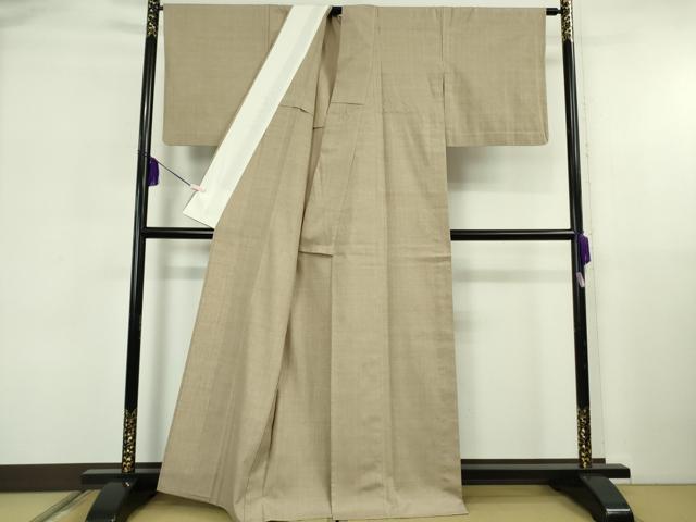 平和屋本店▽極上　本場結城紬　重要無形文化財　単衣　色無地　空五倍子色　証紙付き　逸品　DZAB5874kh6