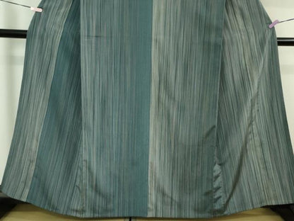 平和屋着物▽極上　本塩沢　やまだ織　200色　単衣　原沢キヨ作　縞　証紙付き　逸品　DZAB5875kh6