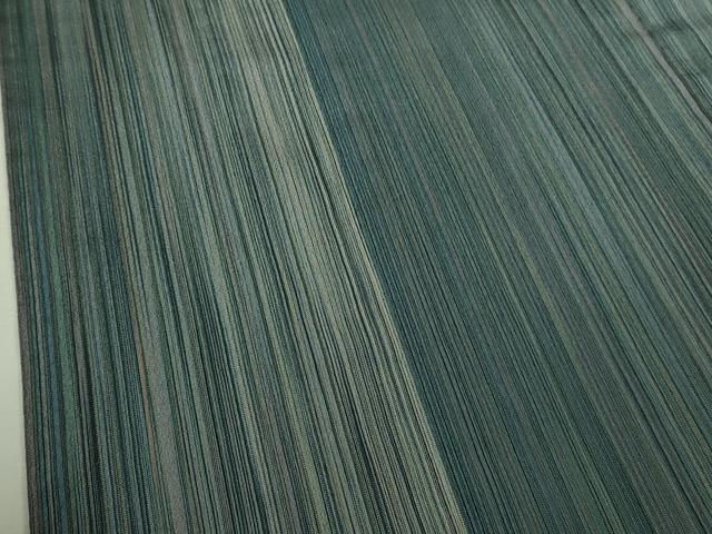 平和屋着物▽極上　本塩沢　やまだ織　200色　単衣　原沢キヨ作　縞　証紙付き　逸品　DZAB5875kh6