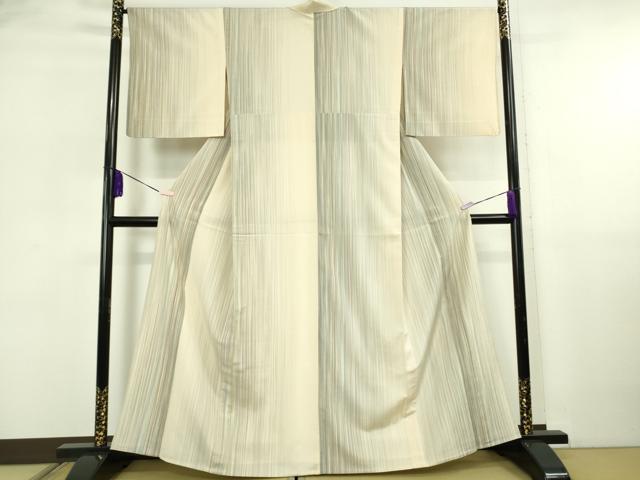 平和屋着物▽極上　本塩沢　やまだ織　200色　単衣　縞　逸品　DZAB5876kh6