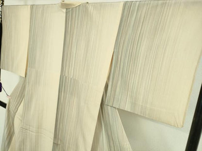平和屋着物▽極上　本塩沢　やまだ織　200色　単衣　縞　逸品　DZAB5876kh6