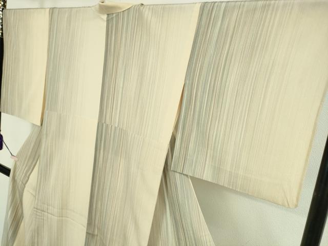 平和屋着物▽極上　本塩沢　やまだ織　200色　単衣　縞　逸品　DZAB5876kh6