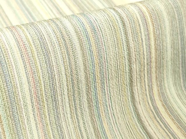 平和屋着物▽極上　本塩沢　やまだ織　200色　単衣　縞　逸品　DZAB5876kh6 平和屋着物▽極上 本塩沢 やまだ織 200色 単衣 原沢キヨ作 縞 証紙付き