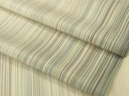 平和屋着物▽極上　本塩沢　やまだ織　200色　単衣　縞　逸品　DZAB5876kh6