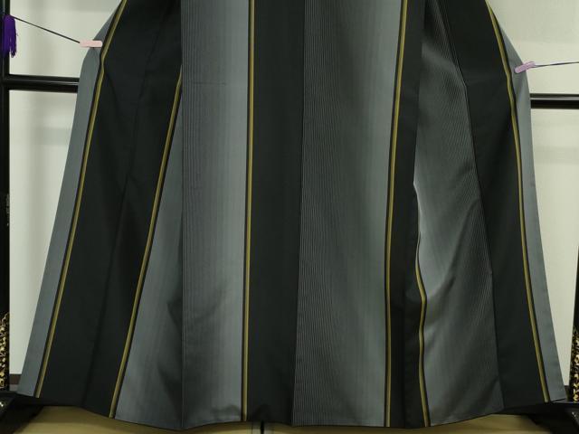 平和屋本店●極上　繭蚕　黄八丈　黒八丈　紬　平織　間道　証紙付き　逸品　DZAB5880kh6