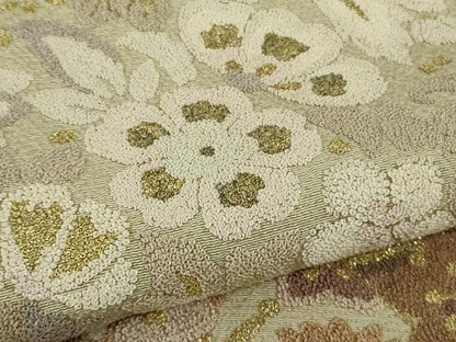 平和屋本店●極上　中国三大刺繍　相良刺繍　総刺繍　訪問着　正倉院花唐草文　白橡色地　金糸　逸品　DZAB5884kh6