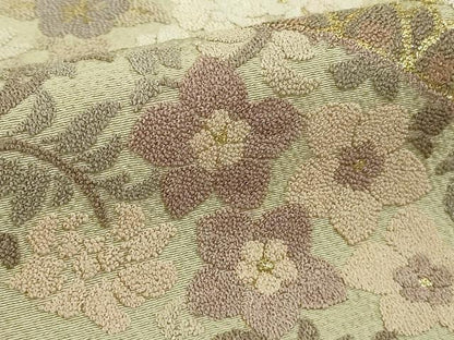 平和屋本店●極上　中国三大刺繍　相良刺繍　総刺繍　訪問着　正倉院花唐草文　白橡色地　金糸　逸品　DZAB5884kh6