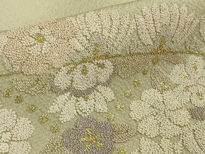 平和屋本店●極上　中国三大刺繍　相良刺繍　総刺繍　訪問着　正倉院花唐草文　白橡色地　金糸　逸品　DZAB5884kh6
