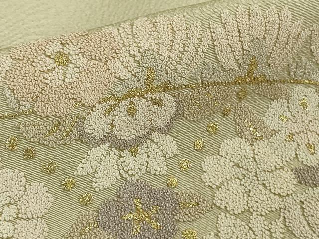 平和屋本店●極上　中国三大刺繍　相良刺繍　総刺繍　訪問着　正倉院花唐草文　白橡色地　金糸　逸品　DZAB5884kh6