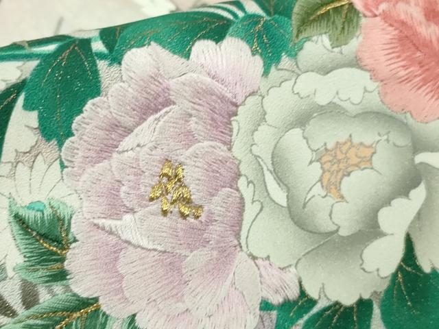 平和屋着物●極上　英王室献上友禅作家　木下勝功　訪問着　刺繍　舞桜鴛鴦　四季花蝶文　金彩　逸品　DZAB5885kh6