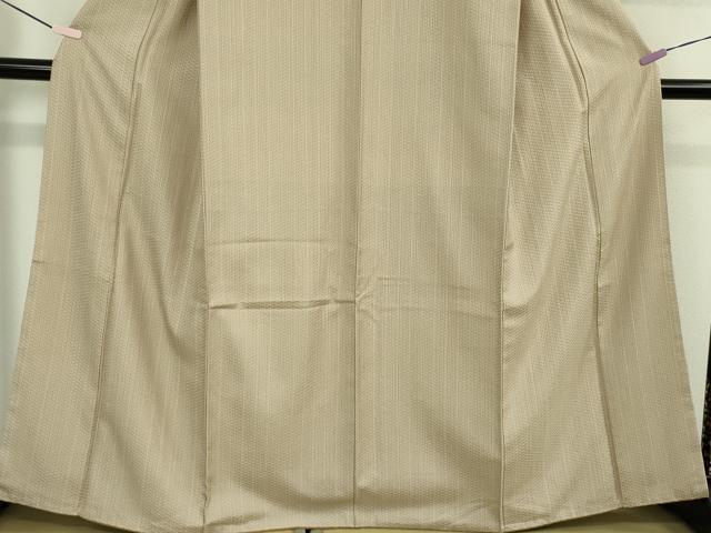 平和屋着物●極上　お召　花織　細縞に絣　蒲茶地　白　たとう紙付き　逸品　DZAB5893kh6