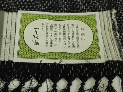 平和屋着物●極上　本塩沢　やまだ織　雪の中のきれ　小山マサイ作　110亀甲　証紙付き　逸品　未使用　DZAB5894kh6