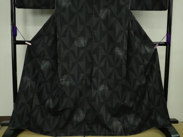 平和屋着物●極上　結城紬　80亀甲　飛び亀甲柄　雪輪　麻の葉文様　逸品　DZAB5896kh6 平和屋着物○極上 結城紬 80亀甲 飛び亀甲柄 雪輪 麻の葉文様 逸品