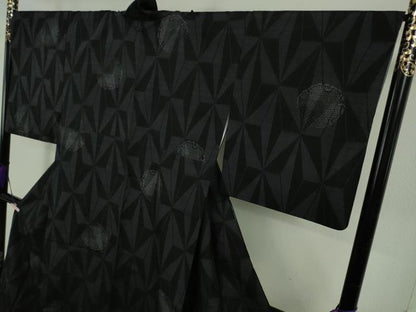 平和屋着物●極上　結城紬　80亀甲　飛び亀甲柄　雪輪　麻の葉文様　逸品　DZAB5896kh6