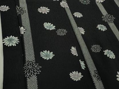 平和屋着物∞極上　長羽織　菊　鹿の子間道　黒地　逸品　DZAB5901kh6