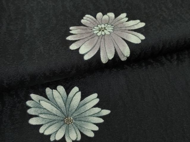 平和屋着物∞極上 長羽織 菊 鹿の子間道 黒地 逸品 DZAB5901kh6