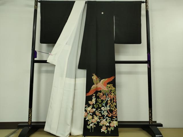 平和屋本店●極上　創業130年　江戸染繍友禅　大彦　黒留袖　刺繍　鳳凰唐草花文　金糸　三越扱い　逸品　DZAB5906kh6