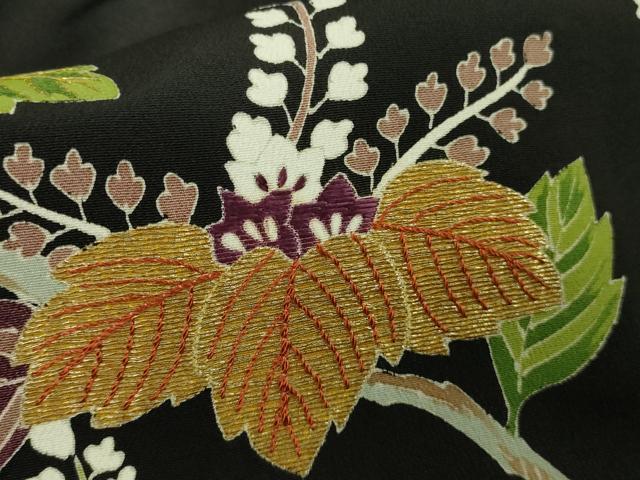 平和屋本店●極上　創業130年　江戸染繍友禅　大彦　黒留袖　刺繍　鳳凰唐草花文　金糸　三越扱い　逸品　DZAB5906kh6