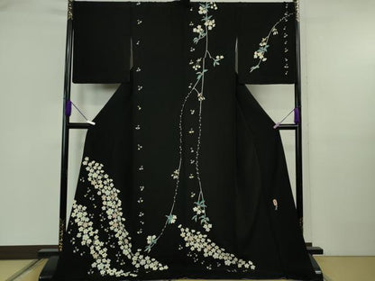 平和屋本店●極上　本加賀友禅作家　寺井英世　訪問着　かすみ　黒地　ロング丈　証紙付き　逸品　未使用　DZAB5907kh6